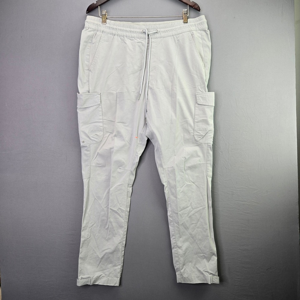 PacSun Cargo Pants XL Light Gray Elastic Waist Drawstring Utility Streetwear